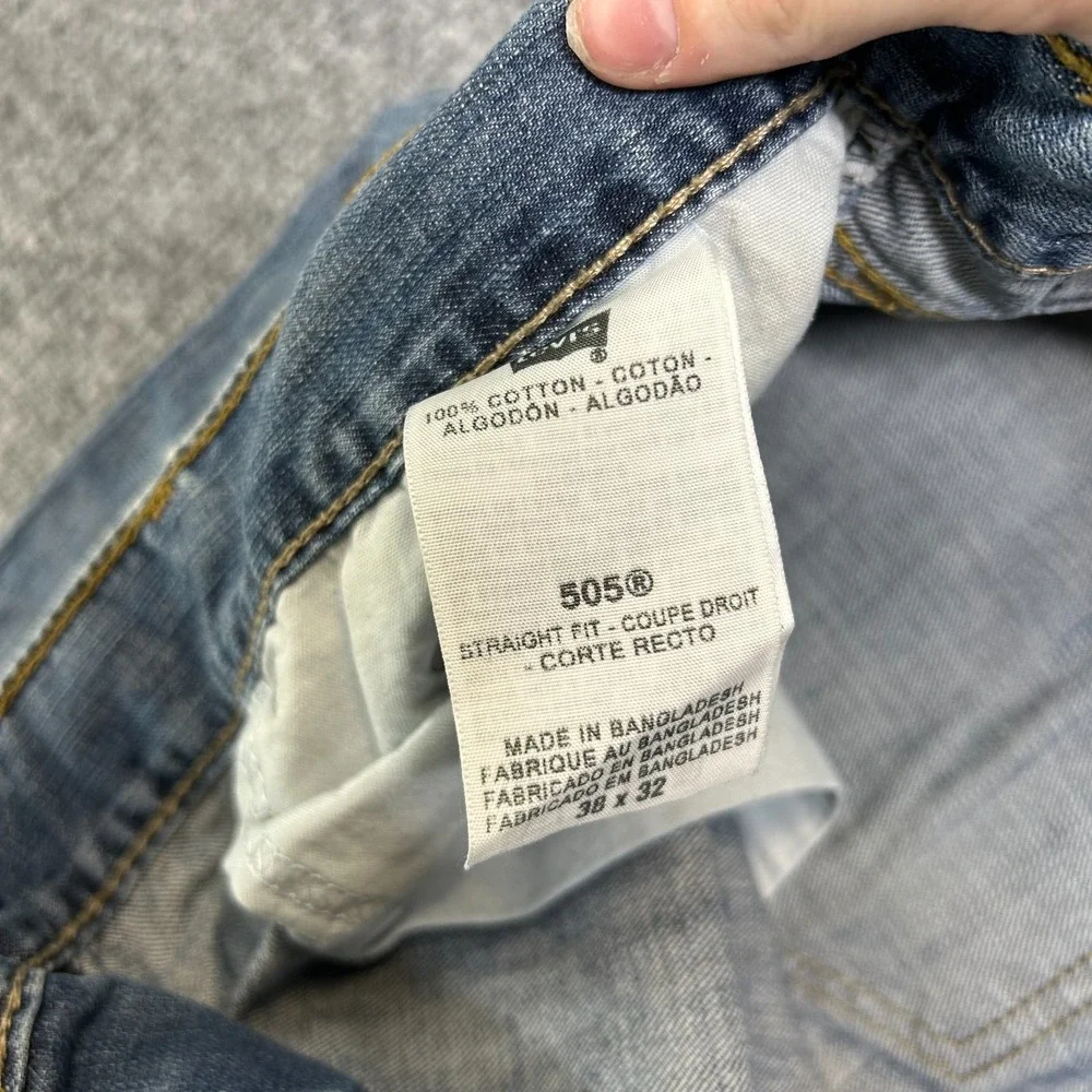 Levi's 505 Straight Fit Jeans Men's Blue Denim Cotton‎ Pockets Zip Fly - 37X31.5